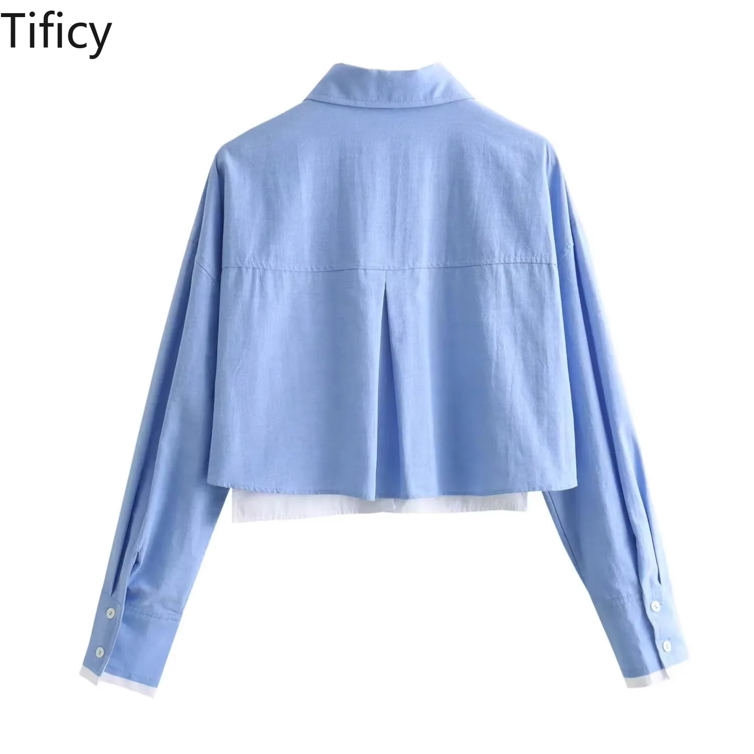 TIFICY Fashion Casual Cotton Shirts Women's French Casual Fashion Lapel Short Shirt Streetwear Blouses Top