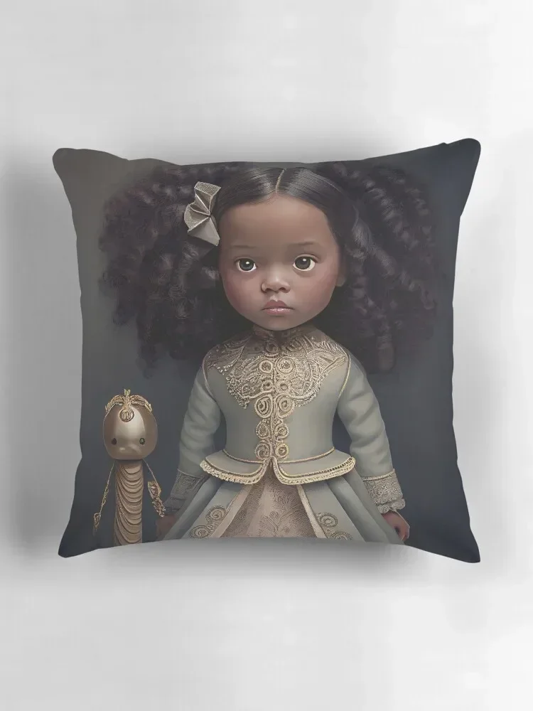 فتاة صغيرة جميلة مع كسارة البندق 2 رمي وسادة وسائد أريكة فاخرة أغطية فاخرة وسائد عيد الميلاد