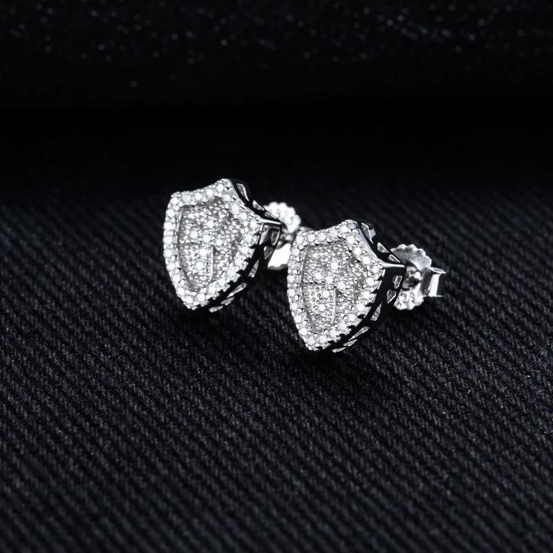 MossanRappr 0.3cttw Moissanite Hip Hop Cross Stud Earrings 925 Sterling Silver D Color Bling Statement Jewelry for Men & Women