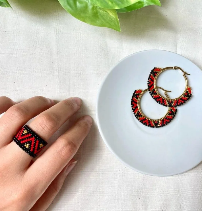 ビーズイヤリング 水滴 手織り 合金 トレンド サークル ハ - Tassel Earrings Boho のレビューと価格