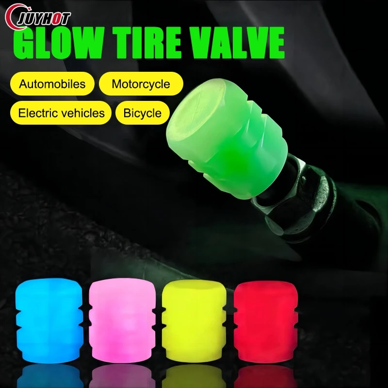 

Luminous Car Tire Valve Caps Wheel Tyre Rim Stem Covers Dustproof Waterproof For Auto Motorcycle Bicycle Glow In The Dark