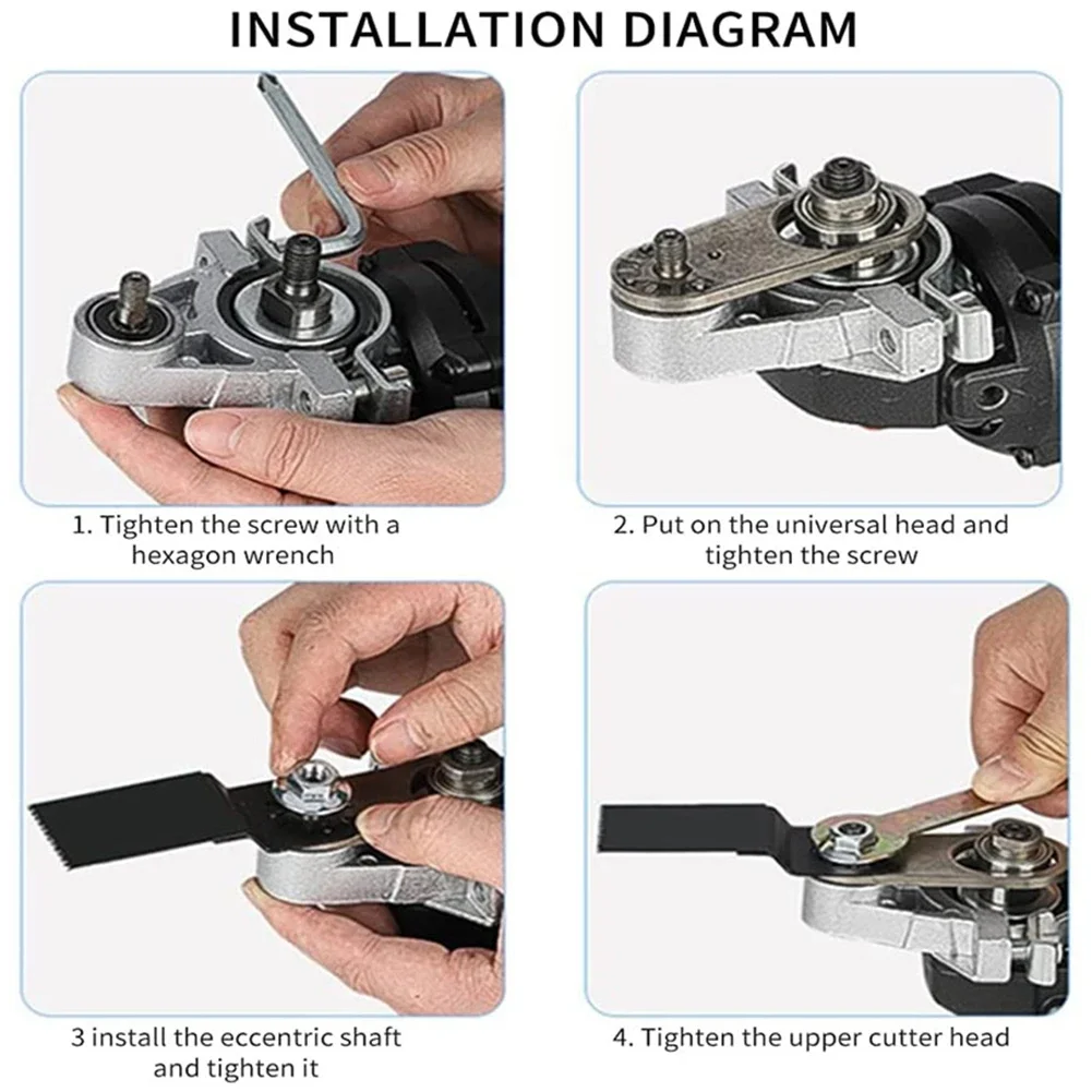 Adaptador de cabezal de conversión de amoladora angular de Rosca M10/M14 con herramienta oscilante de potencia para accesorios de amoladora angular