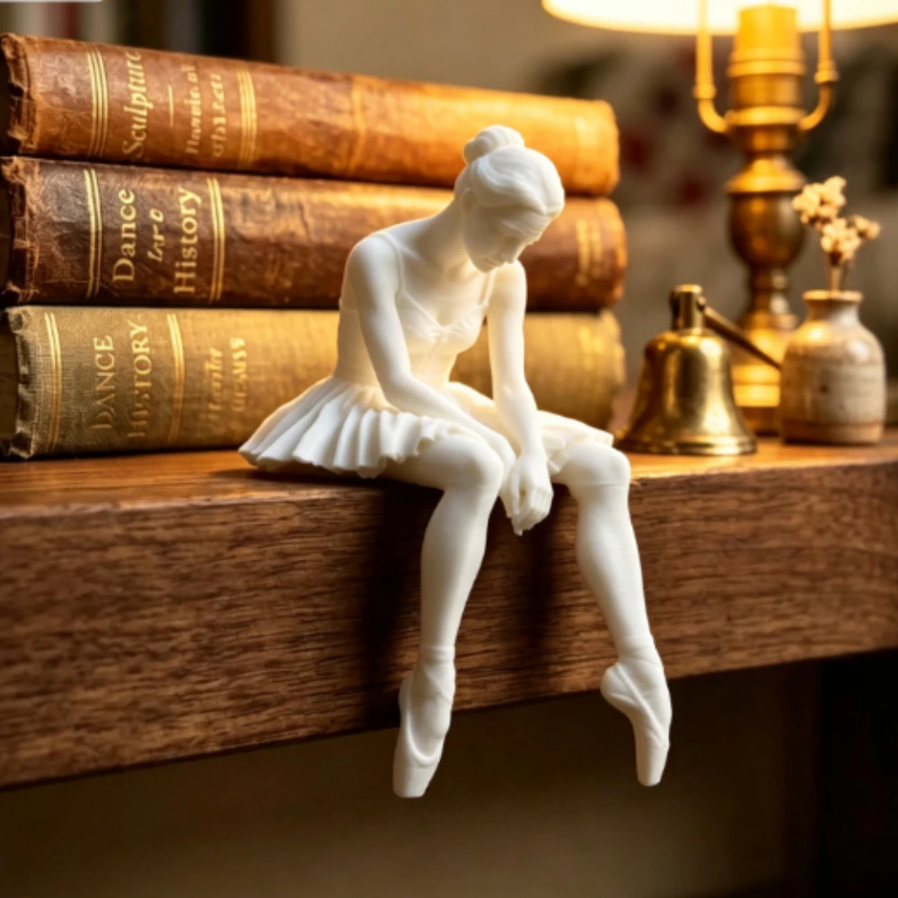 Meditation Classical Ballet Girl Figurine 3DPrinted Sitter Ballet Dancer Statue Edge Figure Ornament Desktop Home Art Decor Gift