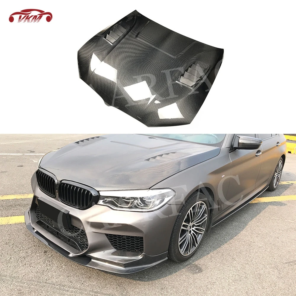 

For F90 M5 Dry Carbon Fiber / FRP Front Engine Hood Air Vent Trim Cover for BMW 5 Series G30 F90 M5 Sedan 2017 -2020 Bonnet Cap