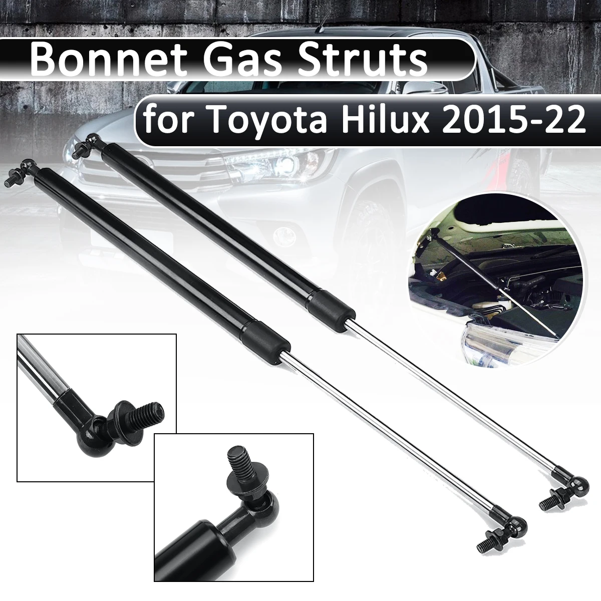 2pcs Car Hood Struts Bonnet Gas Lift Support Damper Fits For Toyota Hilux 2015 2016 2017 2018 2019 2020 2021 2022