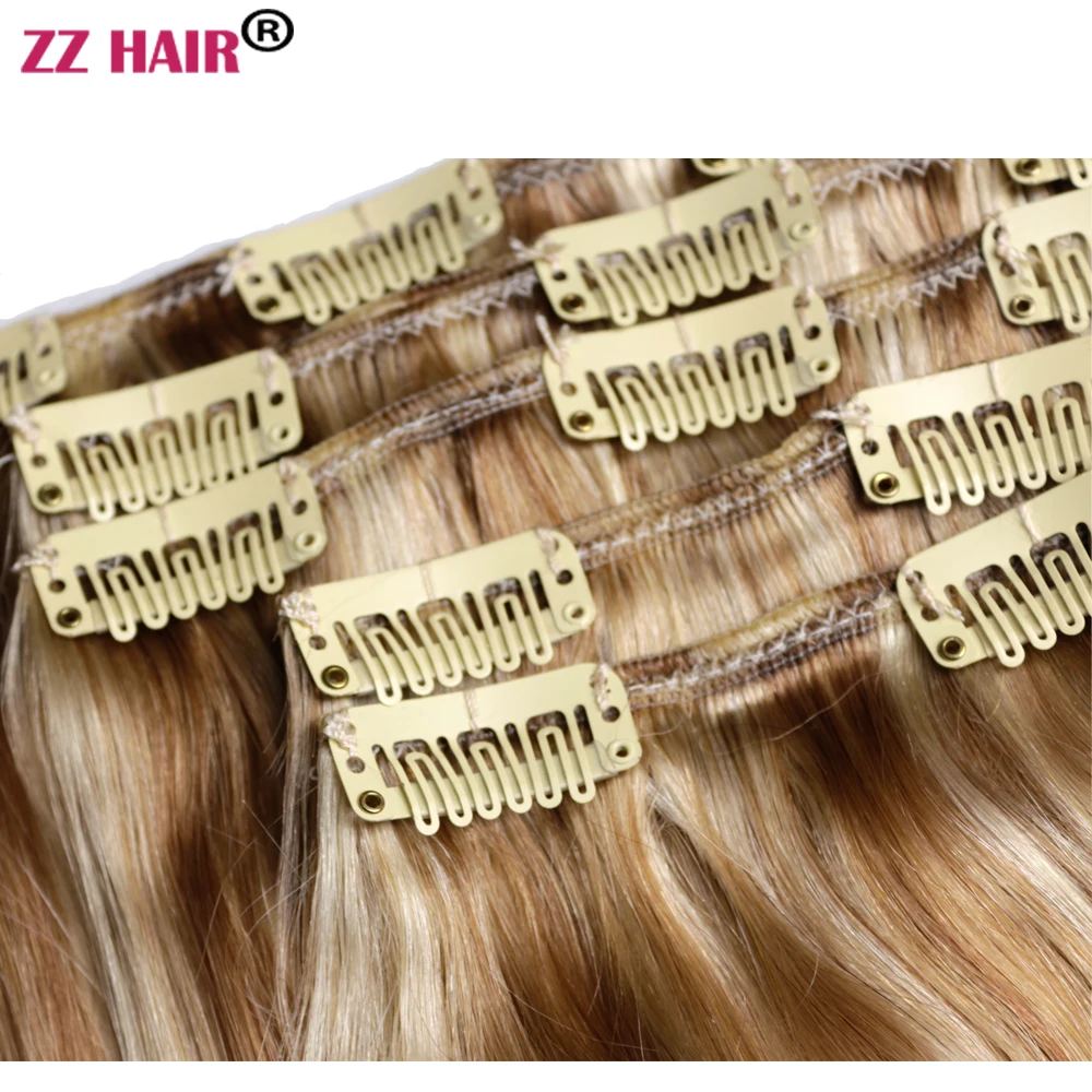 ZZHAIR 100% وصلات شعر ريمي بشري برازيلي 16 "-24" 5 قطعة مجموعة 70 جرام-80 جرام خمس قطع مقاطع في 1x20 2x15 2x10 طبيعي مستقيم