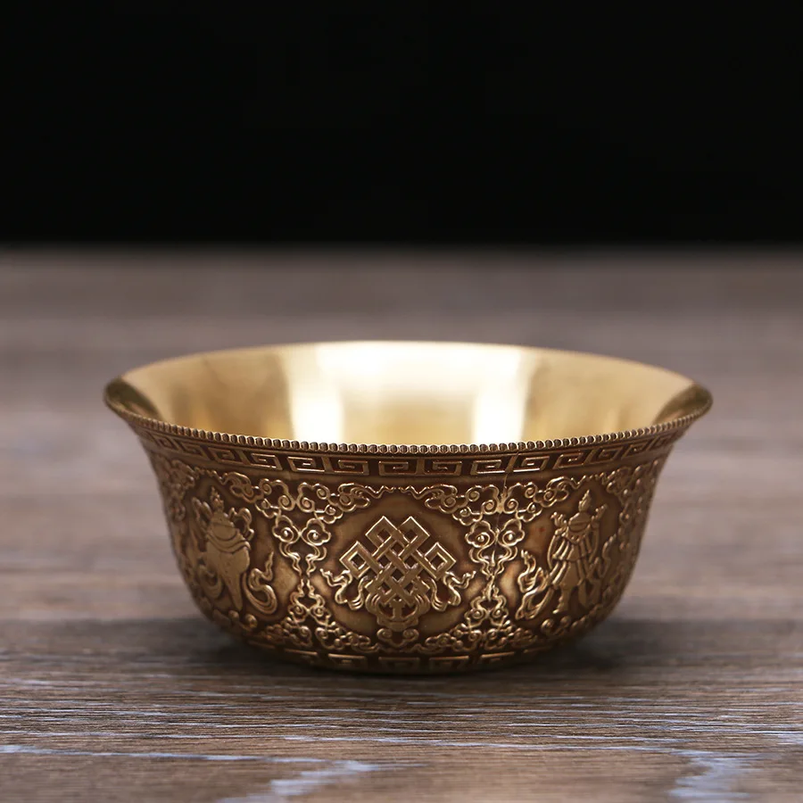 Direct Supply Tibetan Buddhist Altar Set Full Copper Eight Auspicious Bowls Home Decor