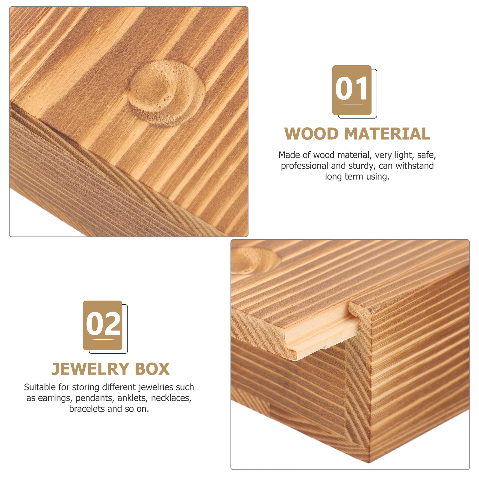 

Wooden Jewelry Storage Box Compact Light Weight Safe Reliable Wooden Organizer Earrings Rings Necklaces Bracelets Hairpins