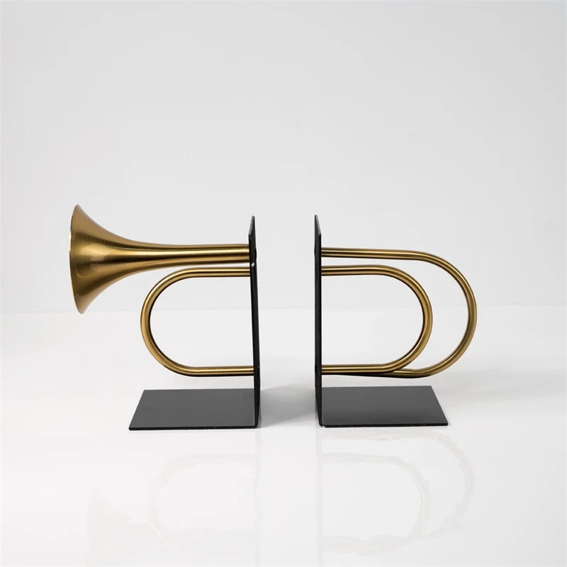 Modern Creative Golden Horn Melody Bookends Decoration Sample Room Living Room Study Cabinet Exhibition Hall Home Decoration