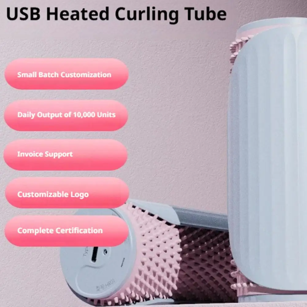 USB Heated Hair Roller Self Grip Bangs Curler Korean Style Hair Root Volumizing Roller Portable Electric Fringe Styling Tool