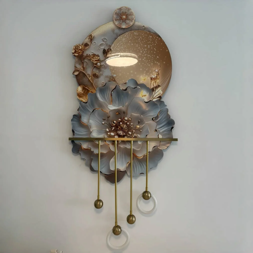 ضوء فاخر الأزهار الديكور جدارية مصباح مدخل قاعة غرفة المعيشة نمط كريمي الراقية ثلاثي الأبعاد جدارية مصباح الممر #6