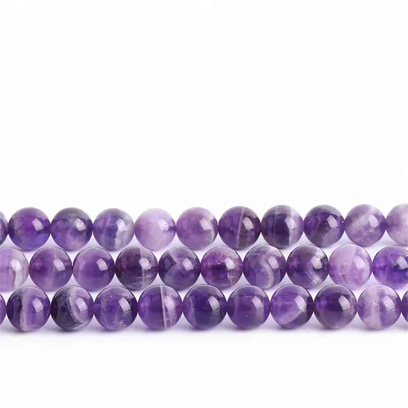 Natural Stone Amethyst Beads 3 4 6 8 10mm Round Loose Spacer Crystal Gems Bead for Jewelry Making DIY Bracelet Necklace 15