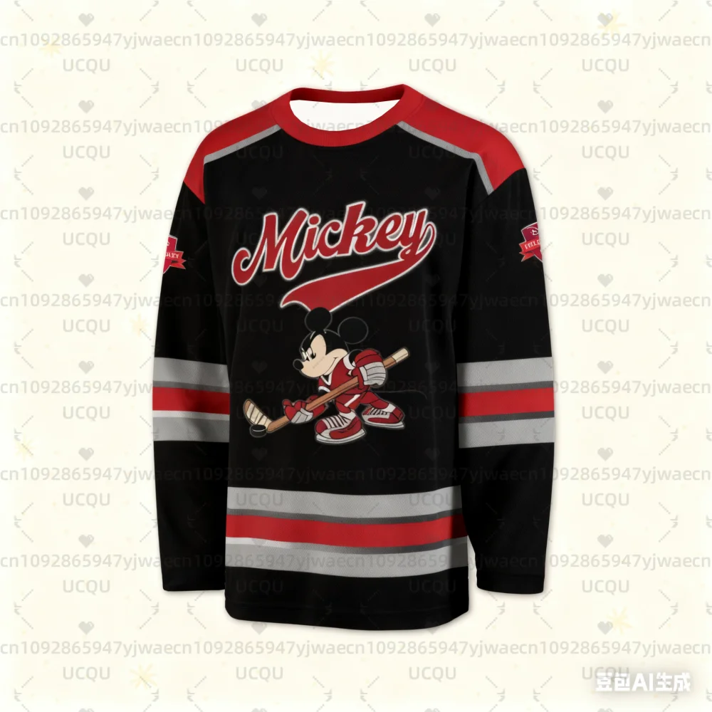 

Autumn Mickey Mouse Hocky Player Jersey Athleisure Adult Kids Long Sleeve T-Shirts Breathable Quick-drying T-shirt Tops