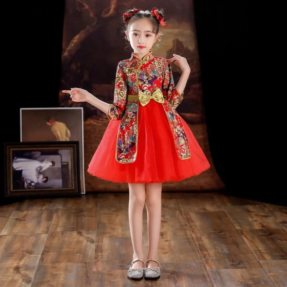 Cheongsam Dress Chinese Dress Qipao Children Clothing Ethnic Style Girl New Year Kids Clothes Party Cosplay Performance Costumes