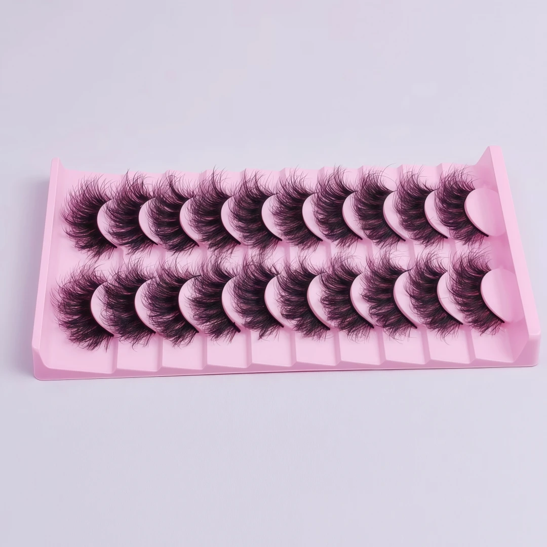 10 Pairs of Dense Euro-American Style False Eyelashes, Spiky Curly Fluffy Style, Multi-layered Slender Crossed Mink-Like Eyelash