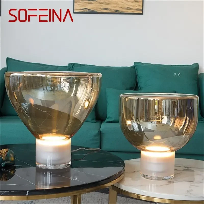 SOFEINA Modern Table Lamp Nordic Simple Glass Desk Light LED Living Room Study Home Decor Bedside