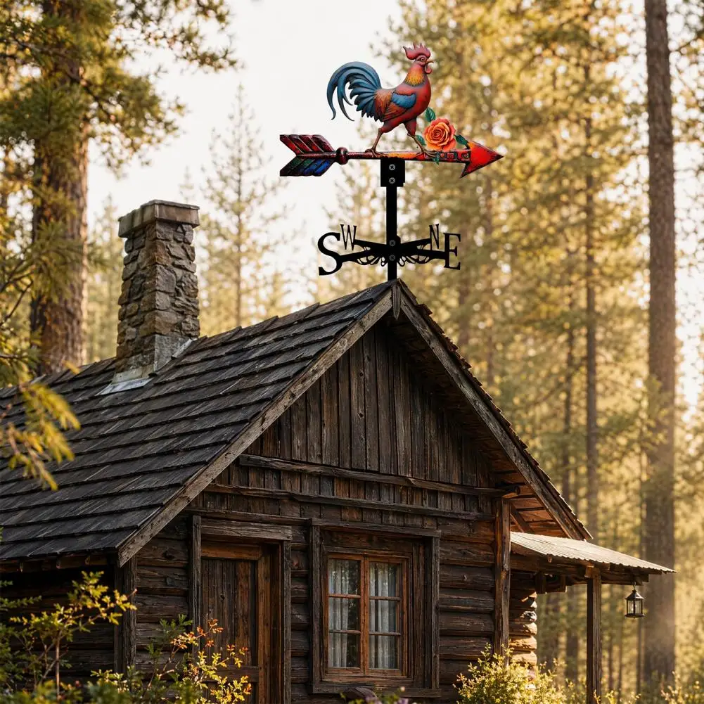 Chicken Weathervane, Metal Animal Weather Vane, Roof Mount Rooster Wind Vane for Outside Garden, Patio, Sheds Decoration view 3