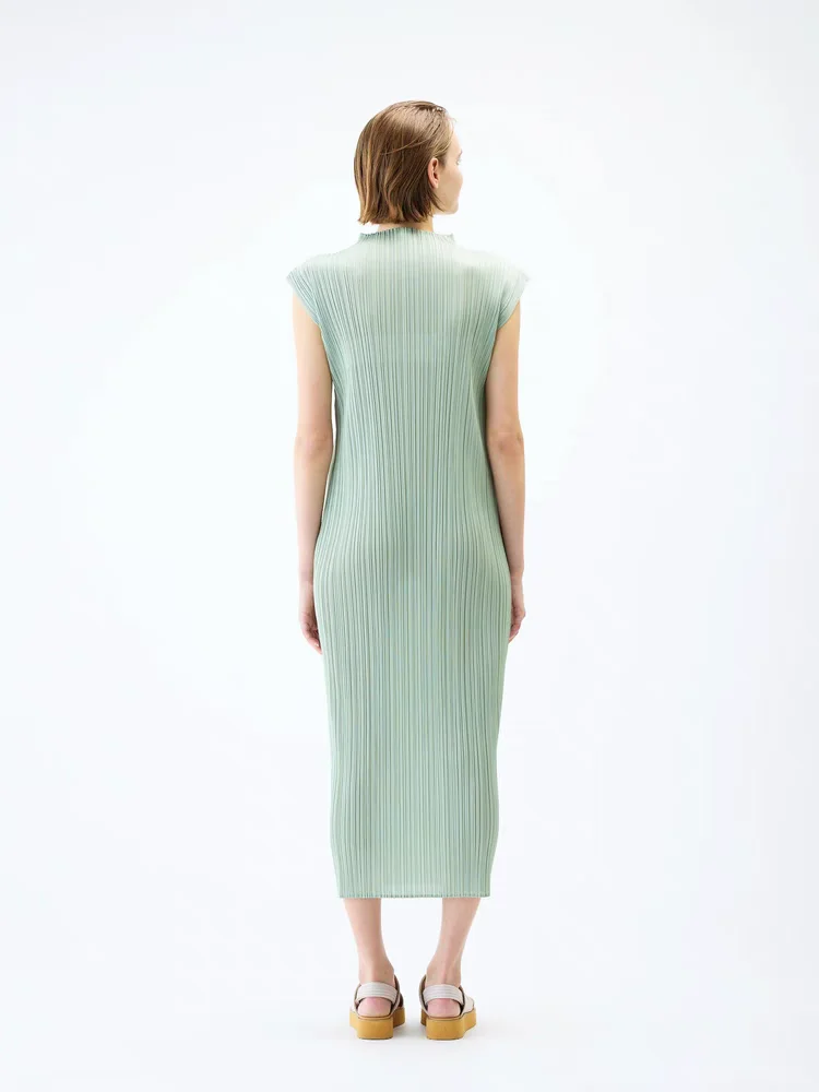 エレ スリミング ハイカラー マキシ丈ワンピース レディース おしゃれ プリーツ カラー 夏新作 シック ロングワンピース