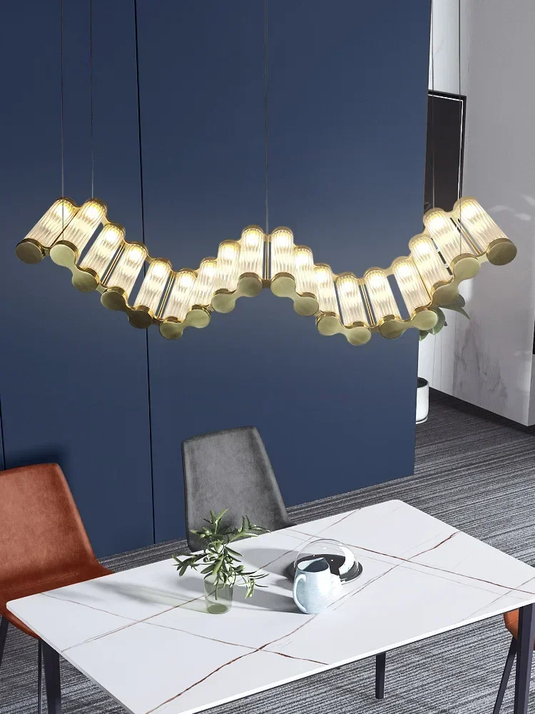 

Minimalist Glass Cylinder LED Chandelier Light - Adjustable Creative Lustre Hanging Lamp for Home Decor Living Room