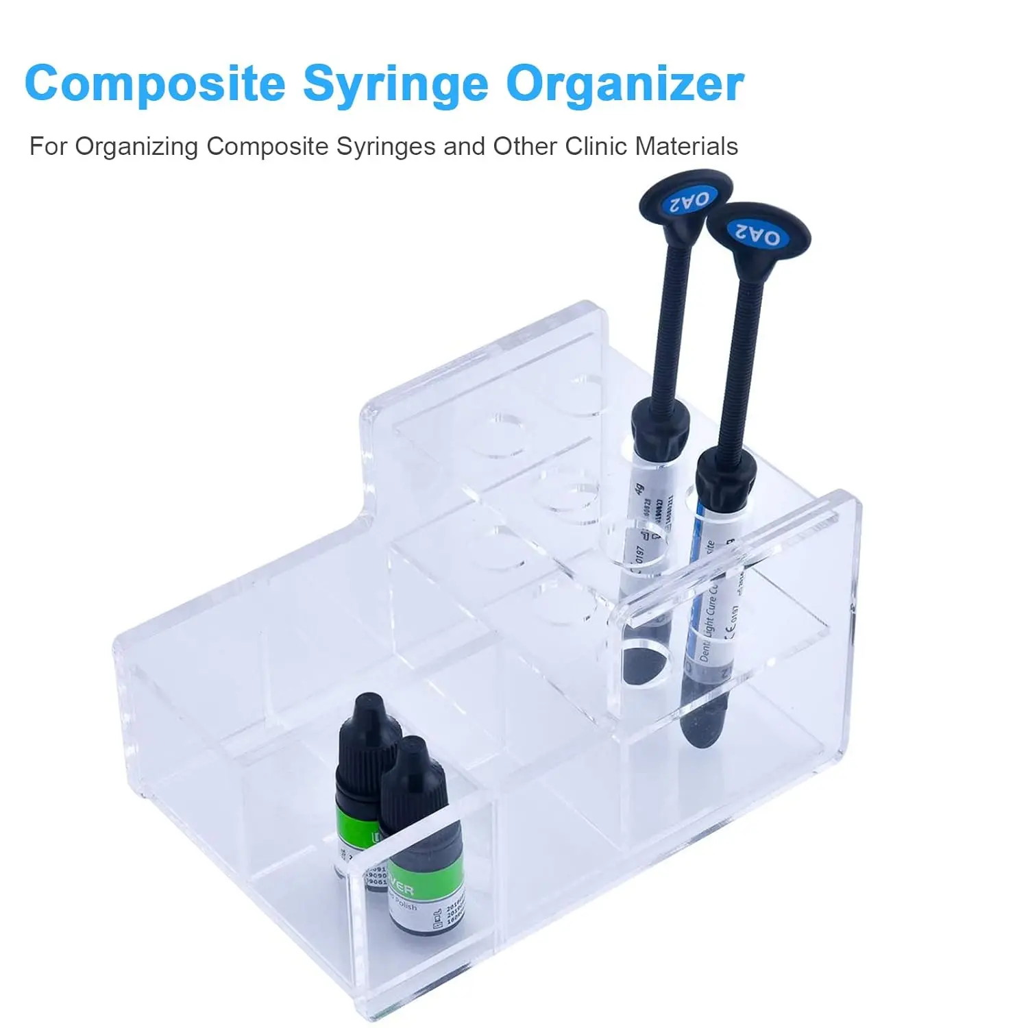 Dental Composite Syringe Organizer, Multi-Function Dental Syringe Holder, Resin Adhesive Applicators Organizer