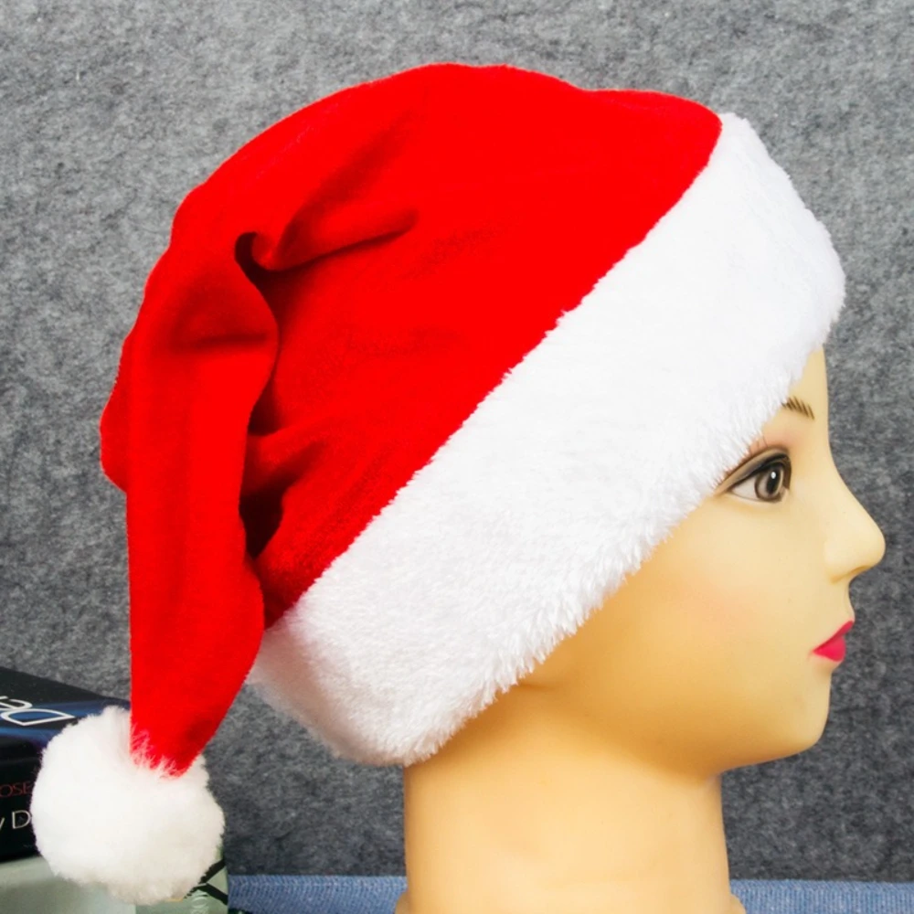 

2pcs Christmas Santa Hat Xmas Plush Holiday Red Hat for Adults and Kids Unisex New Year Festive Party Supplies Gifts Navidad