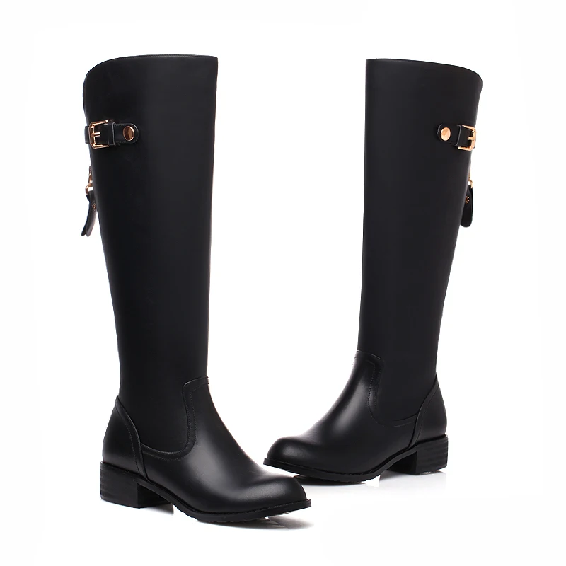 

Сапоги до колена из натуральной кожи, женские сапоги на молнии с пряжкой на ремне, рыцарские сапоги, современные сапоги, женская обувь большого размера