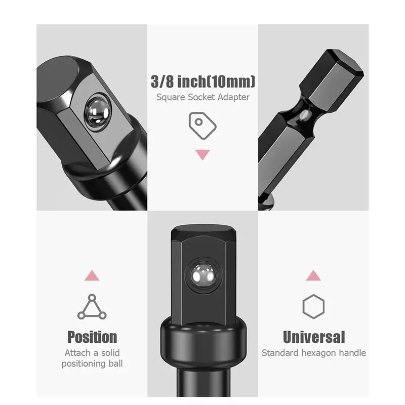 3/8 Impact Adapter, 10 Pack 3/8 Socket Adapter 1/4 Inch To 3/8 Socket Adapter Kit For Impact Driver, Automotive DIY
