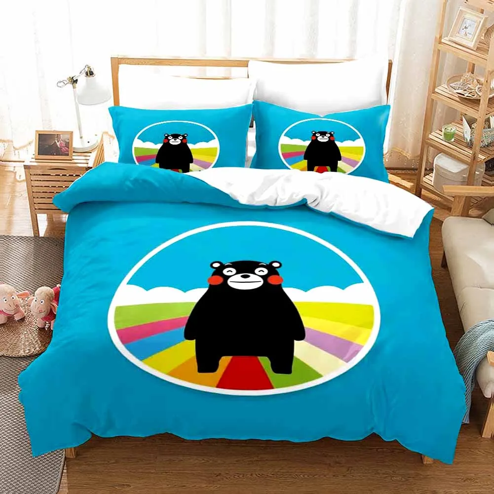 

3D Print Cartoon Comics Kumamon Bedding Set Double Twin King Duvet Cover Comforter Pillowcase Boys Girls Adults Bedroom