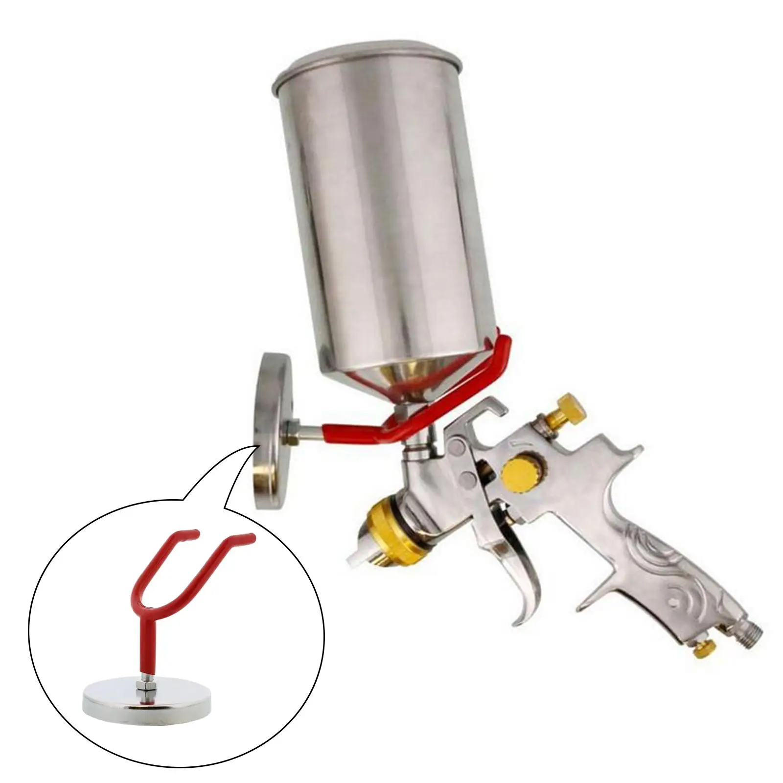 1PC Magnetic Paint Spray Gun Holder Stand Gravity Feed HVLP Booth Cup