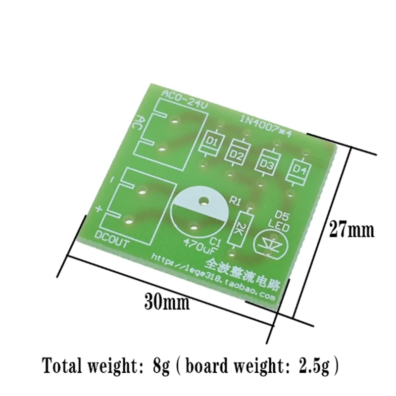 1N4007 Diy Kit IN4007 Bridge Rectifier AC DC Converter Full Wave Rectifier PCB Board KIT Parts Electronic Suite