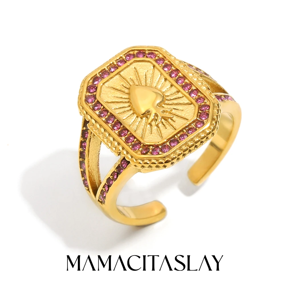 MamacitaSlay 316L roestvrij staal emaille zirkoon hart ster maan ring ketting partij waterdichte sieraden dames charme sieraden