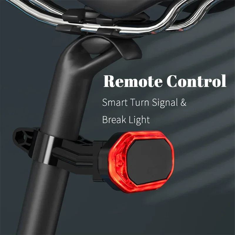 Usb Rechargeable Remote Control Smart Bike Brake Led Light Warning Bicycle Taillight Safety Night Riding Bike Light