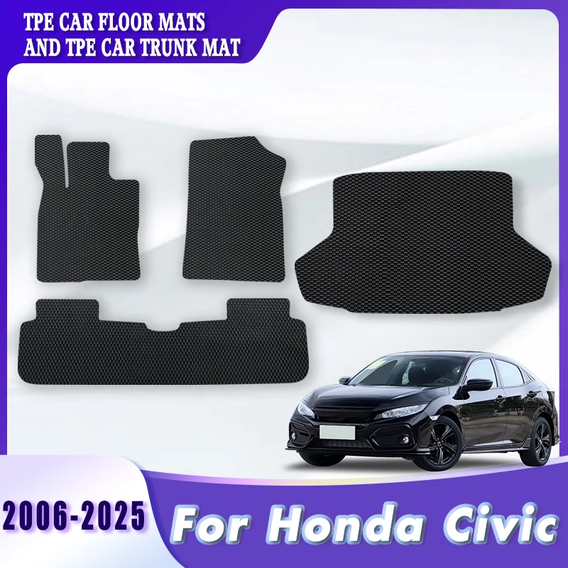 

Автомобильные коврики TPE, коврики в багажник для Honda Civic 2025 2024 2023 2022 2021 2020 2019 2018 2017 2016 2015-2006, автоаксессуары