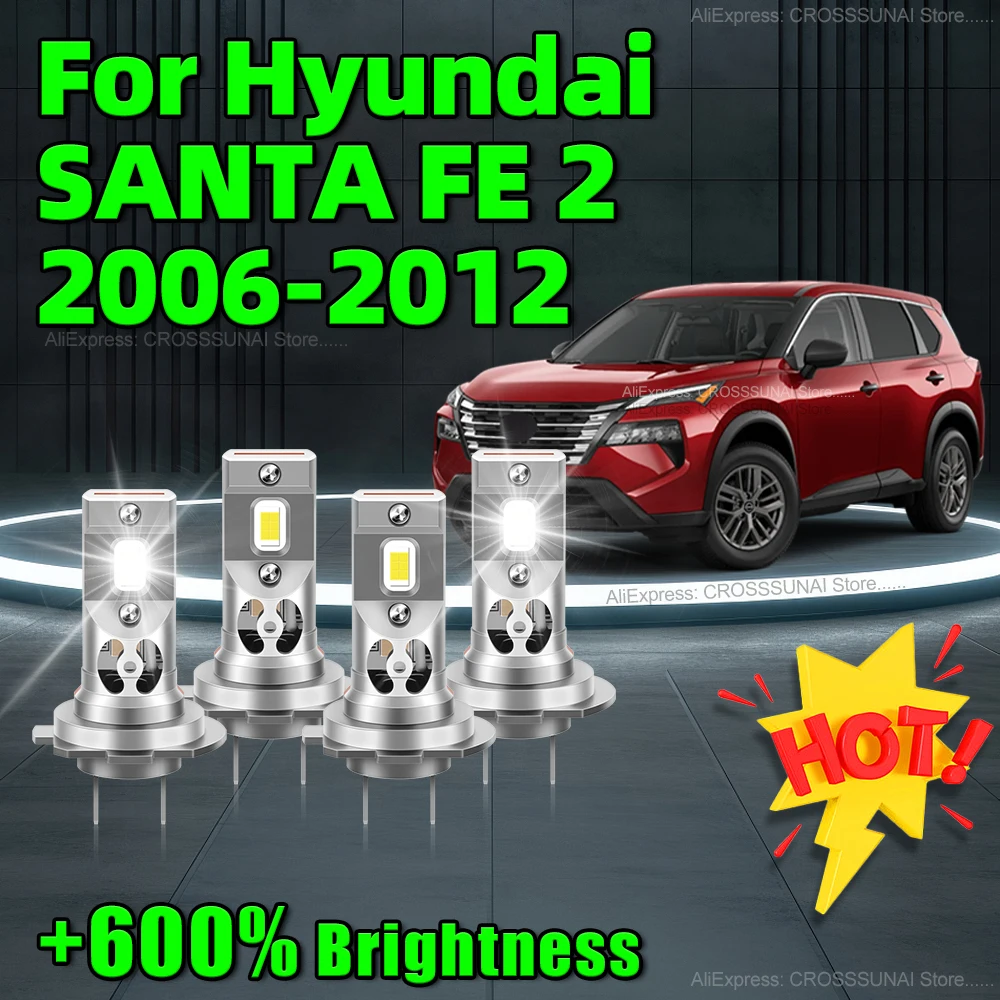 2/4 шт. светодиодные лампы для автомобильных фар высокой мощности 400 Вт CSP чипы H7 Лампа для Hyundai SANTA FE 2 2006 2007 2008 2009 2010 2011 2012