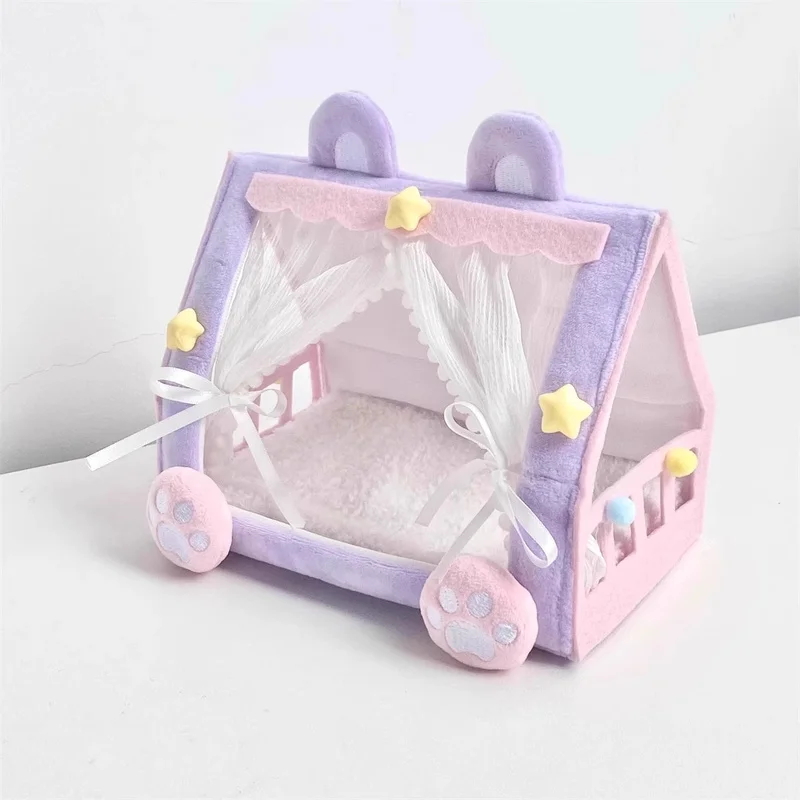 

Doll Tent Bed Cute Little Fresh Cotton Doll Baby Bed Creative Storage Toys Indoor Desktop Ornaments Cute Gifts Kawaii Furniture