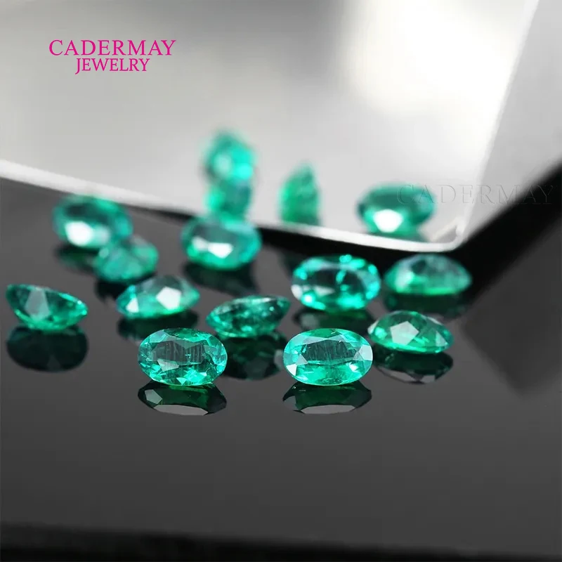 Muzuo الأخضر مختبر نمت أحجار كريمة من الزمرد 2x4 مللي متر-12x16 مللي متر البيضاوي قطع الطبيعية الزمرد الحرارية المائية Inculsions لمجوهرات الزمرد