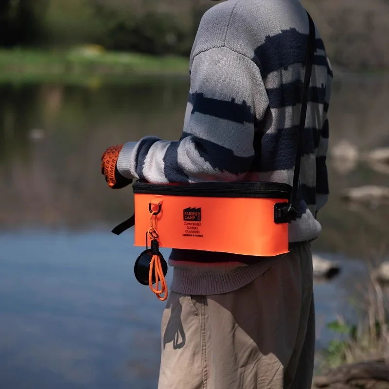 

Farmer Camp Fishing Gear Storage Box Small Items Lure Fishing Rod Accessories Storage EVA Handheld Long Shoulder Bag