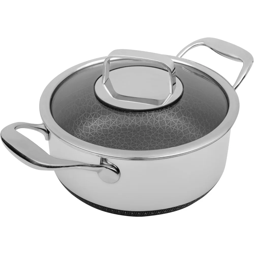 

DiamondClad Nonstick 3-Quart Hybrid Stock Pot with Lid - Kitchen Gifts - Pots and Pan Set Cookware - 3-Quart Pot Cooking and Di