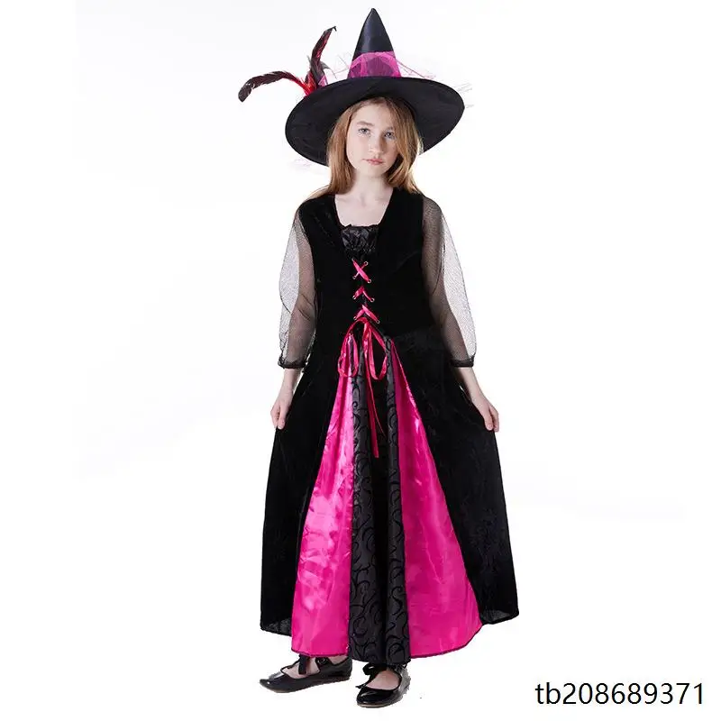 Loween Costume de sorcière Robe d'elfe Performance eup Dance Par Tenue de sorcière rouge pour femme Cape de fée Tenue de sorcier magique