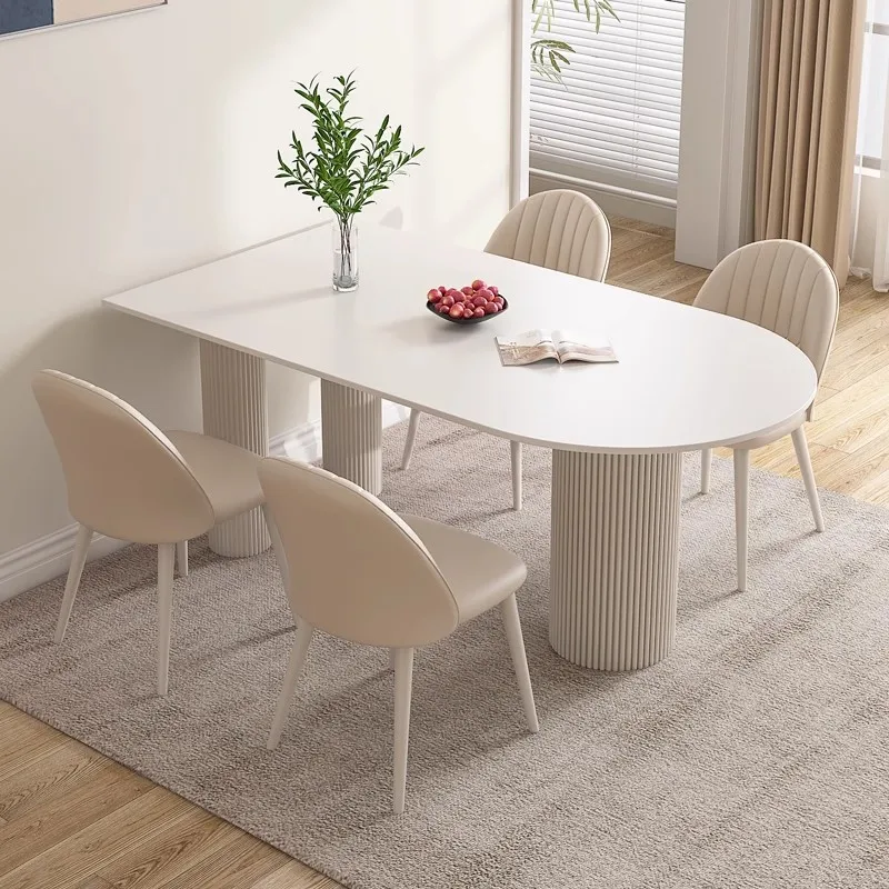 

Design Luxury Dining Table Italy Minimalist Oval Kitchen Dining Table White Modern Muebles De Cocina Dining Room Furniture