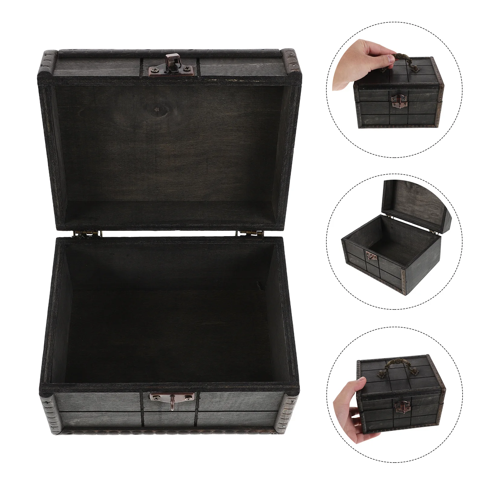 

Деревянный сундук на память 6,29x4,72x3,93 дюйма, ретро шкатулка для драгоценностей, винтажный футляр для хранения с замком, удобный органайзер для путешествий для колец