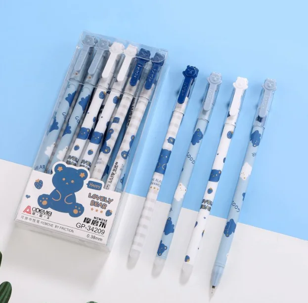 3Pcs/Set Unicorn Flamingo Erasable Washable Handle Erasable Pen Refill 0.5mm Blue Ink Black Cat Gel Pens for School Supplies