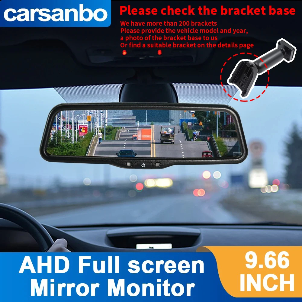 Carsanbo 9.66 inch 4PIN Aviation Head Bus Truck Van Oem Digital Rearview Mirror Monitor Ahd 1080p For Hd Reversing Full Display