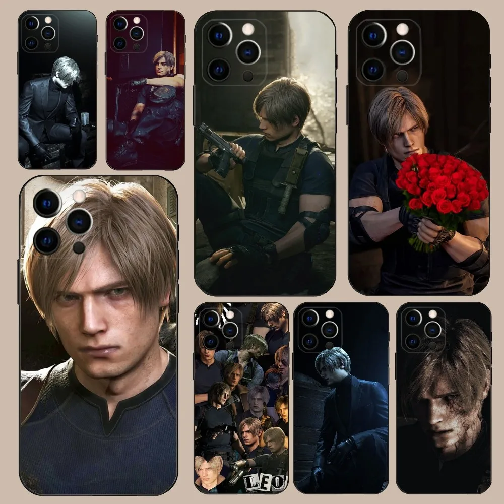 Leon Scott Kennedy R-ResidentS E-EvilS Phone Case For iPhone 16,15,14,13,12,11,Pro,X,XS,Max,XR,Plus,Mini Soft Black Cover