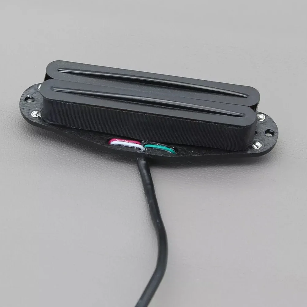 FLEOR Full Black Alnico 5 Hot Dual Rails Pickup Mini Humbucker Pickup 4 Conductors for ST/SQ Guitar