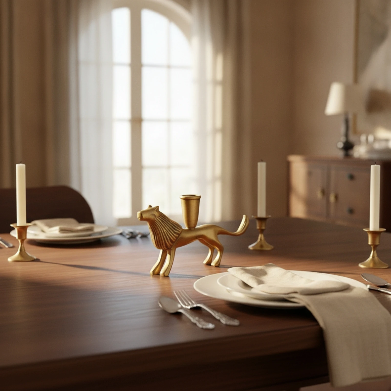 Brass Candle Holder Vintage Taper Candle Holder Slender Elegant for Home Decor, Tabletop view 4