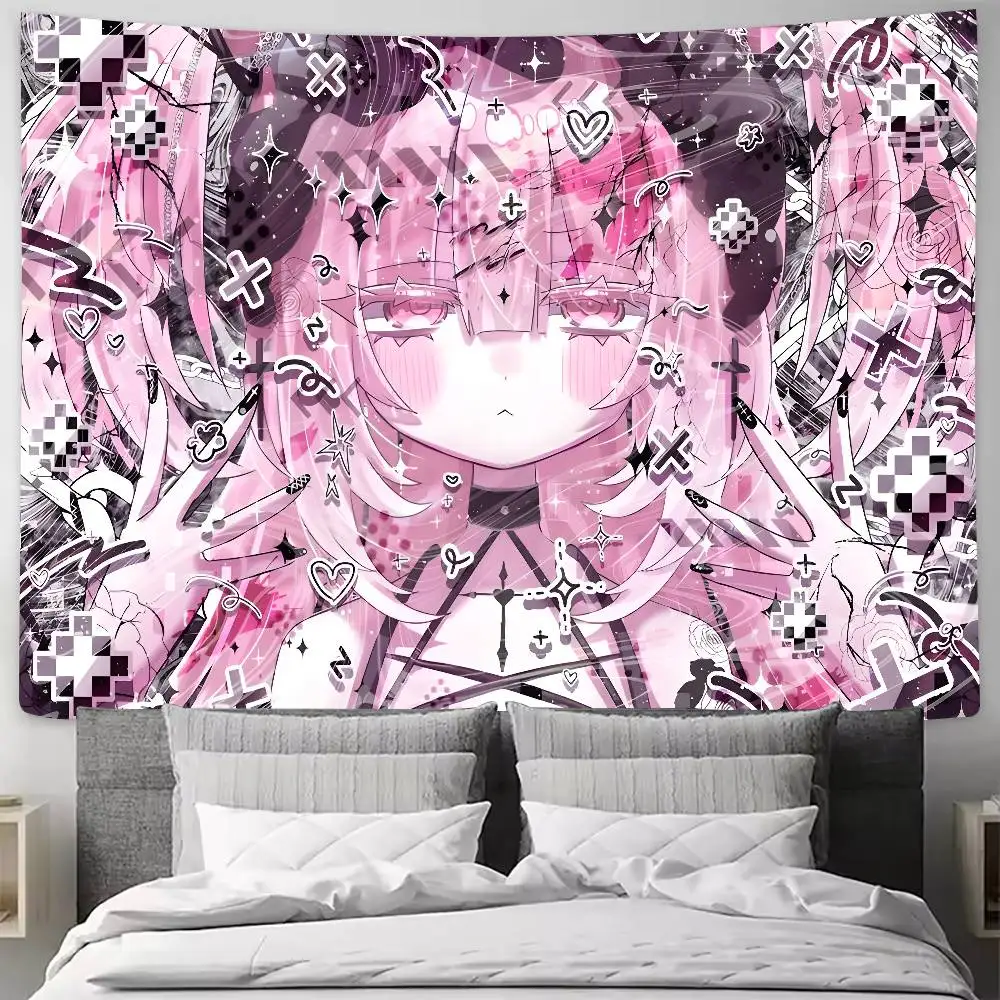 Luxury Fashion Hot Cute Pink Angel Tapestry Decoration Bedroom Dormitory Background Cloth Holiday Home Living Room Club Tapestry
