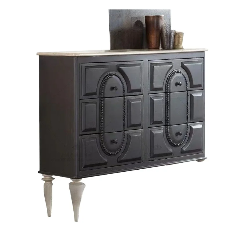 

French American retro white porch decorative cabinet, Nordic restaurant dining side storage partition cabinet