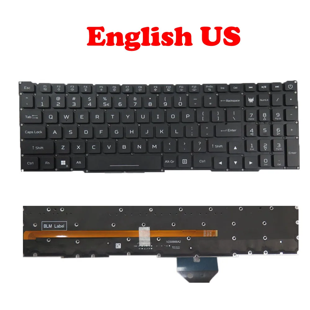 Laptop RGB Backlit Keyboard For ACER PHN16-71 PHN16-71-50JG PHN16-71-73LT 74WR PHN16-72 PHN16-72-75NK PHN16-72-76R1 95B2 English