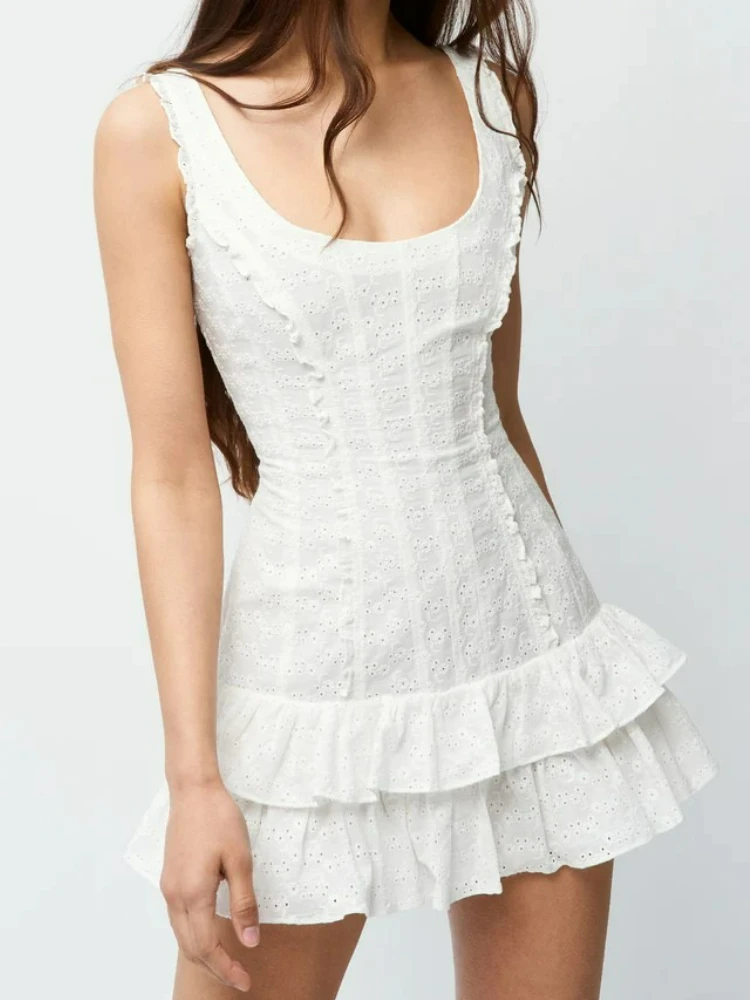 Französisch Stil Sexy Bandage Mini Kleid Weiß Baumwolle Backless Sommer Party Ärmel Bodycon Casual Damen Frauen Kleider Neue